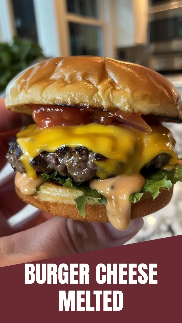 A freshly prepared cheeseburger with a thick patty and melted cheese