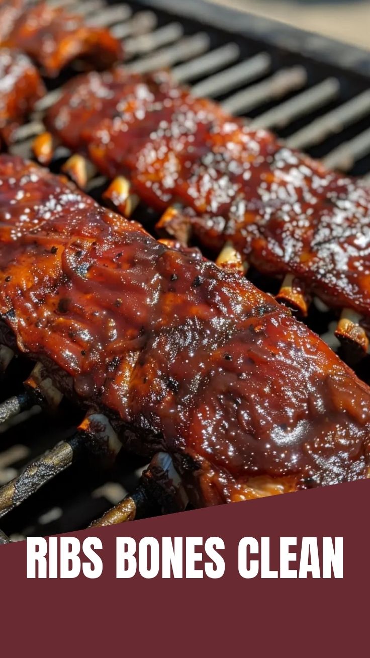 Close-up of perfectly cooked BBQ ribs with a glistening sauce