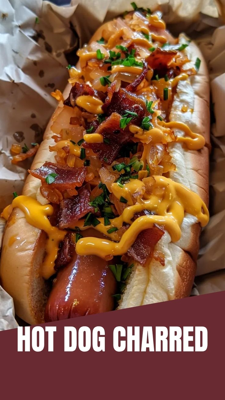 A perfectly grilled hot dog in a soft bun with classic toppings.