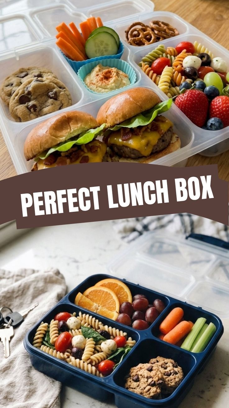 Colorful back to school lunch box ideas with rice bowls and fresh vegetables