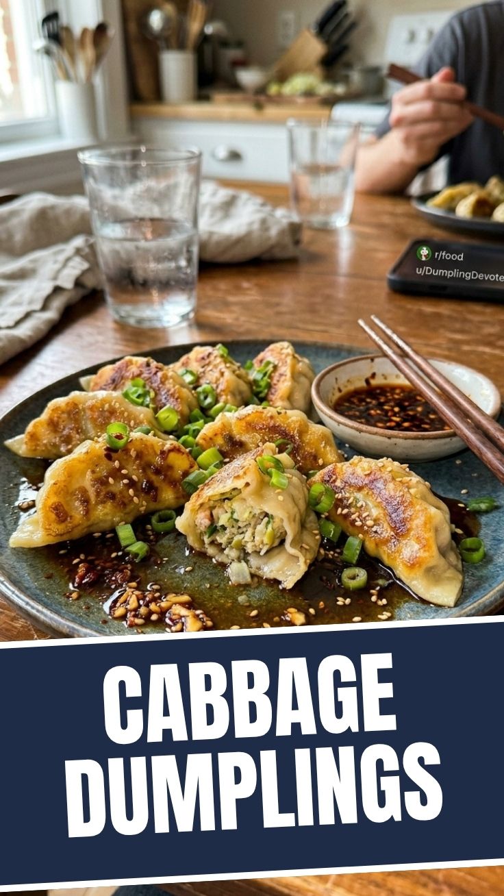 A plate of freshly steamed cabbage dumplings, showcasing their delicate pleats.
