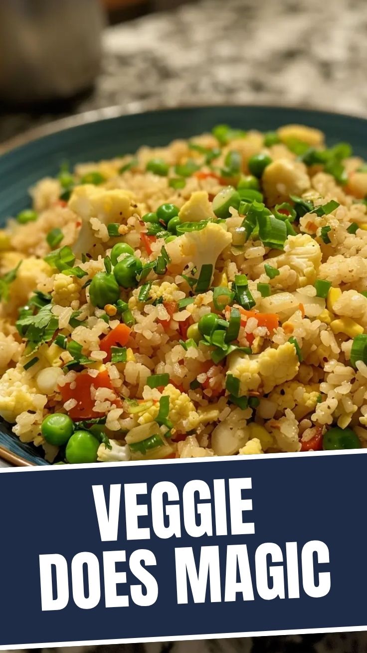 A vibrant bowl of cauliflower fried rice with mixed vegetables