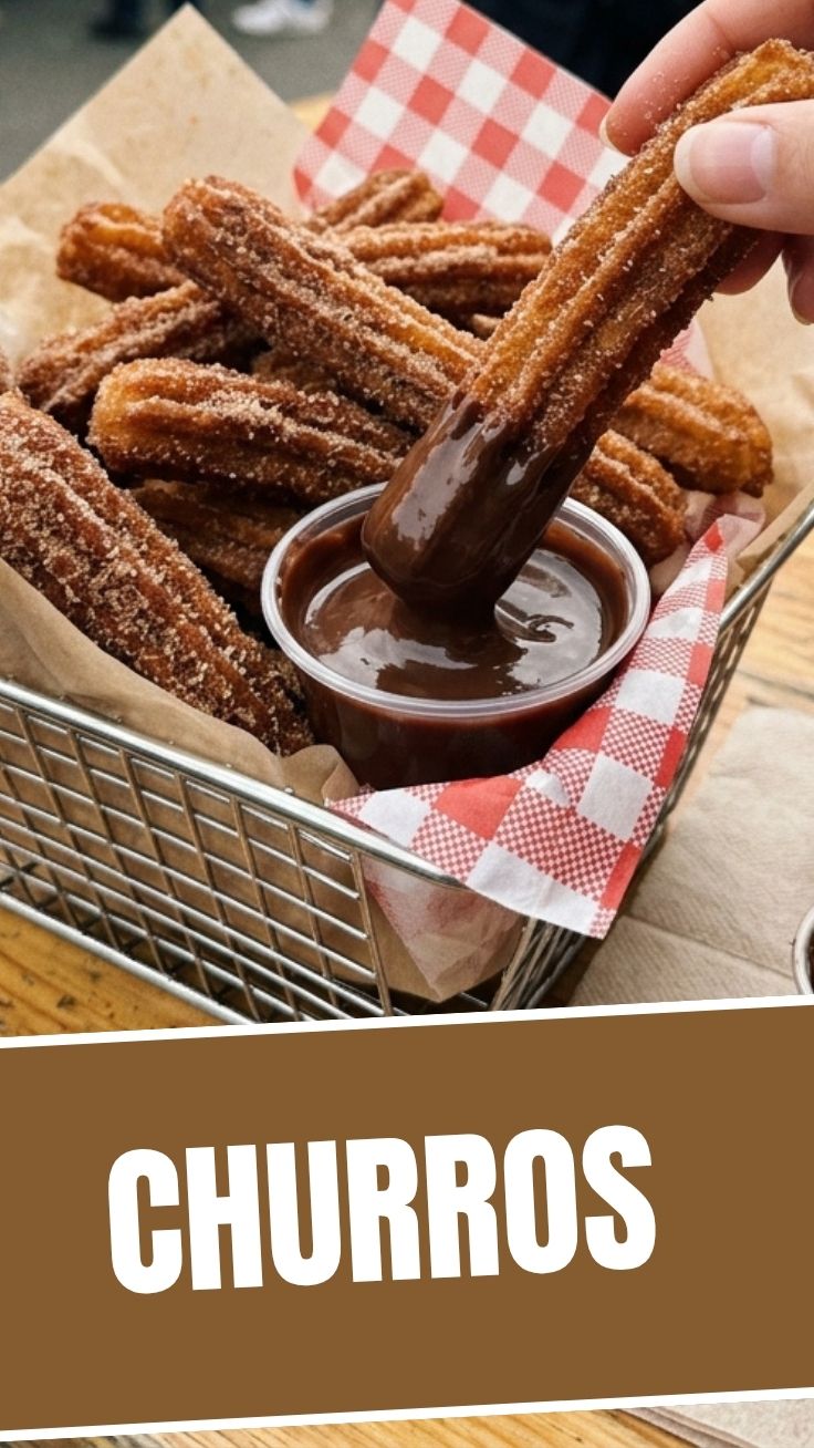 Freshly made churros, golden brown and perfectly crisp