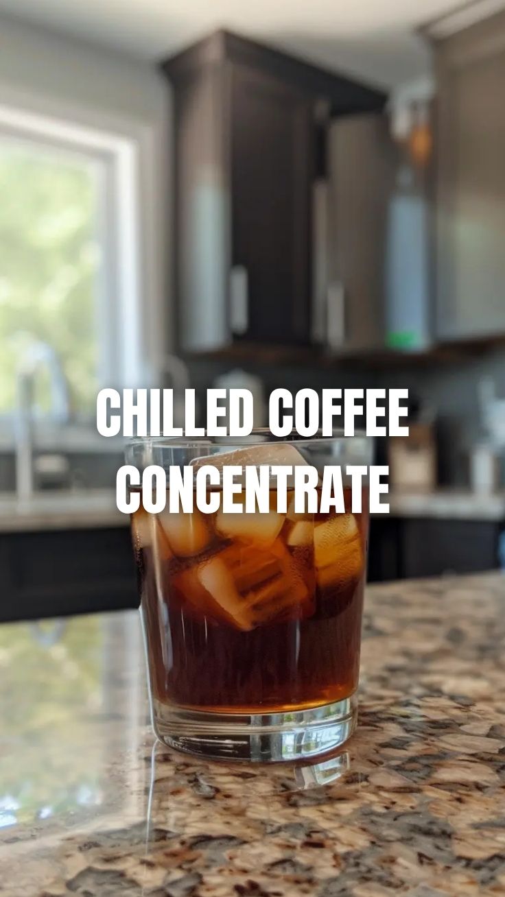 A glass of cold brew coffee with ice cubes