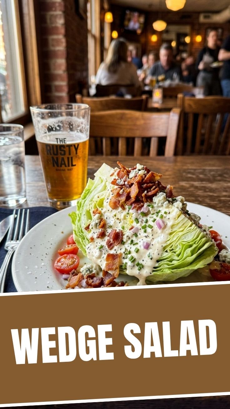 A crisp wedge salad with blue cheese dressing