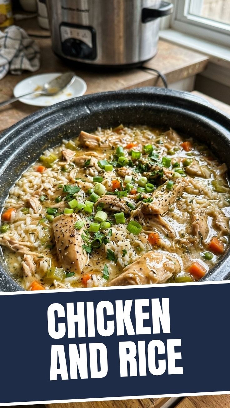 A cozy Crockpot Chicken and Rice dish, ready to eat.