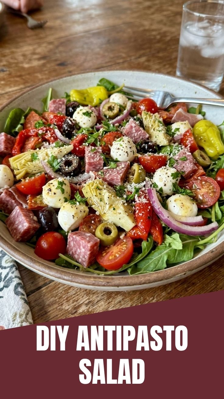 An vibrant Antipasto Salad featuring various cured meats and cheeses
