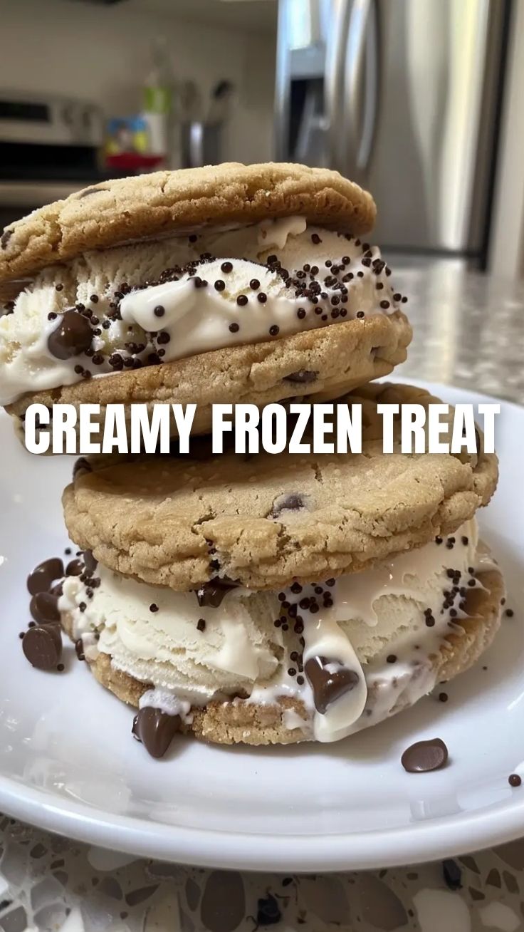 A close-up of delicious homemade ice cream sandwiches, perfectly assembled.