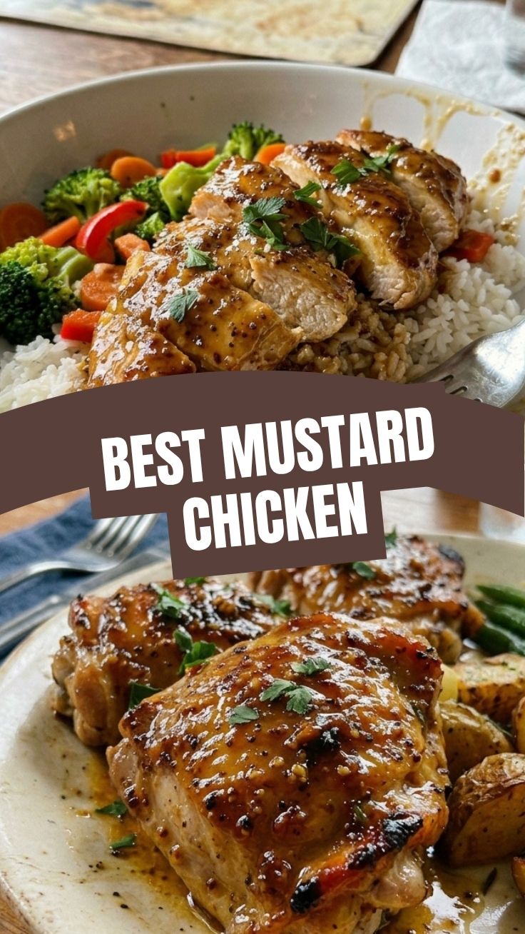Delicious honey mustard chicken, perfectly cooked and glazed