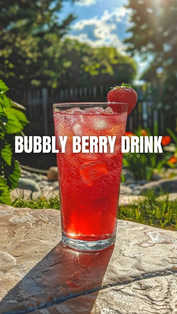 A vibrant red drink, Juneteenth Strawberry Soda, served in a glass