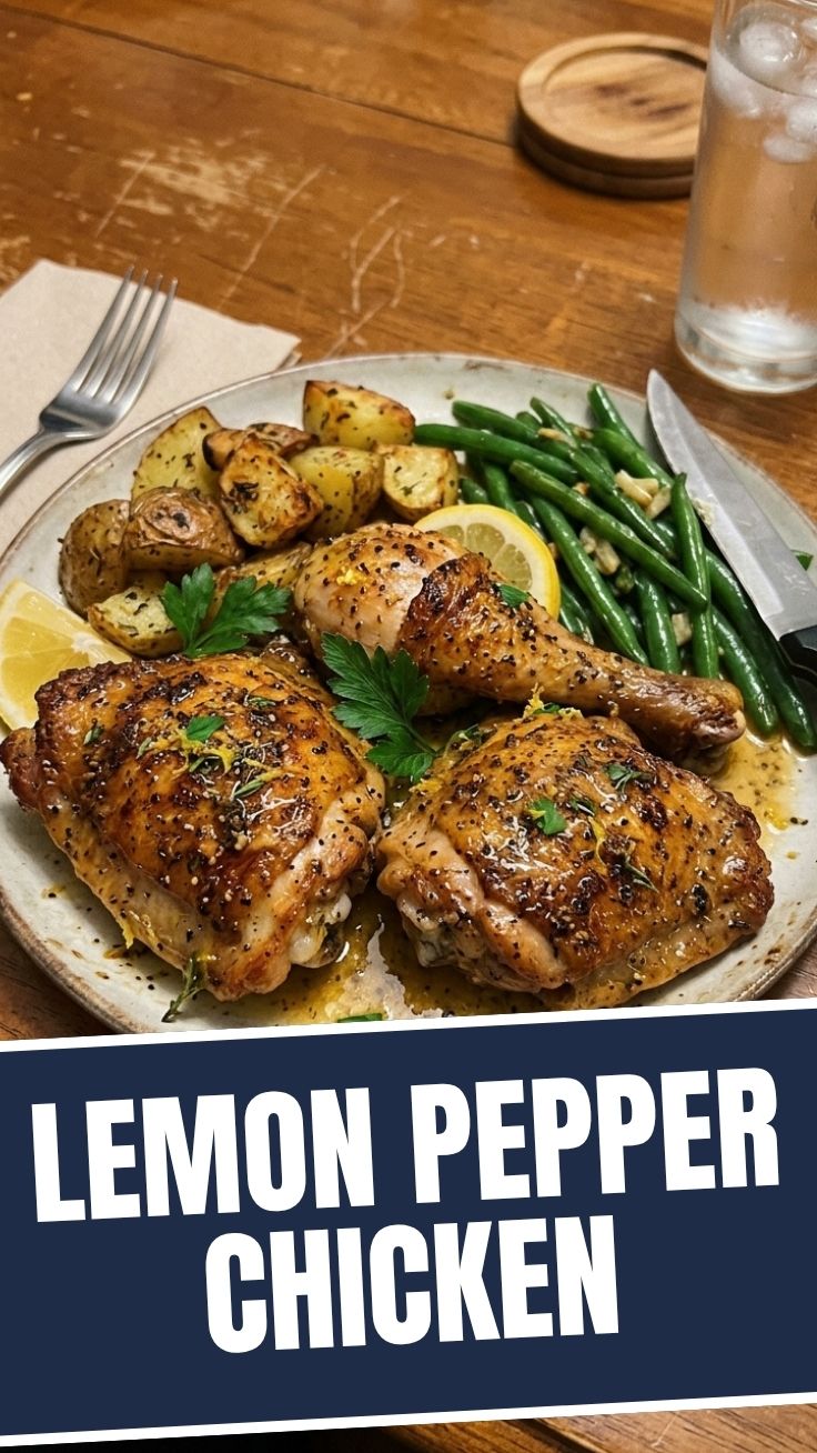 A close-up of a perfectly cooked lemon pepper chicken breast