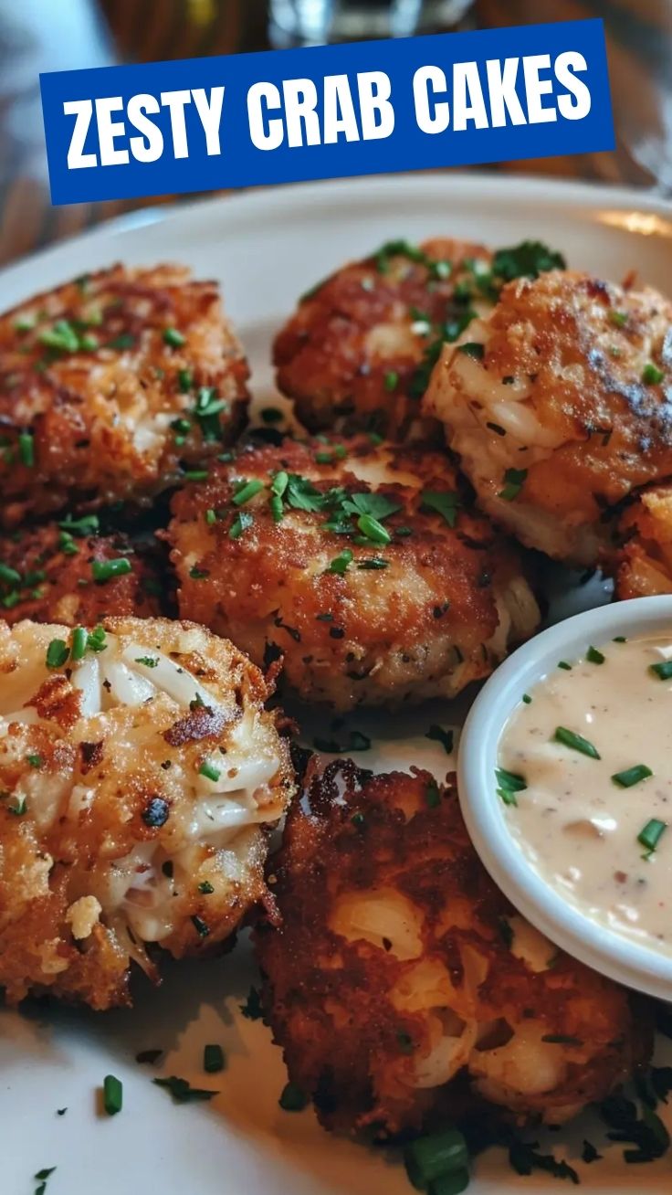 Maryland crab cakes platter with lemon wedges and remoulade