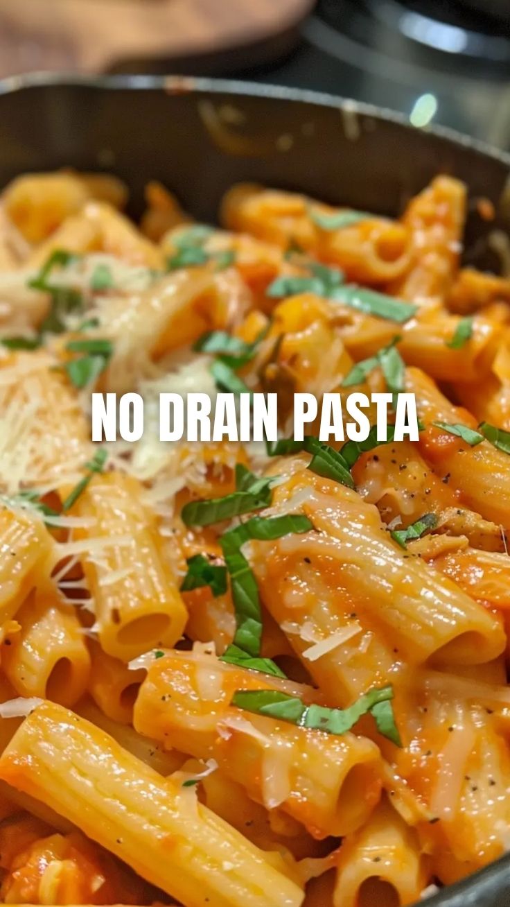 A steaming bowl of one pot pasta with fresh herbs, ready to serve.