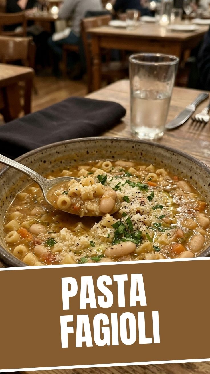 Pasta e Fagioli traditional soup in a bowl