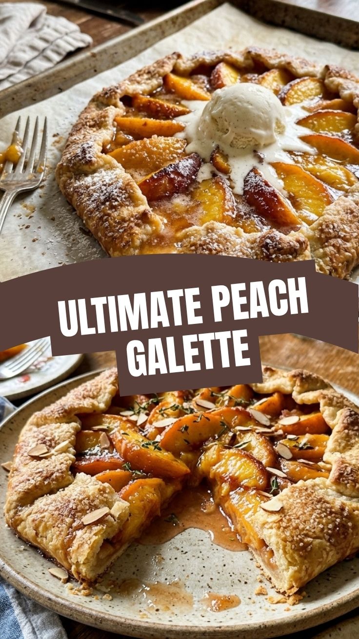 Rustic Peach Galette baking in oven