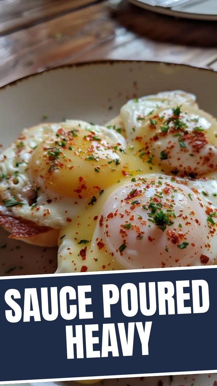 A serving of classic Eggs Benedict with perfectly poached eggs and hollandaise sauce.