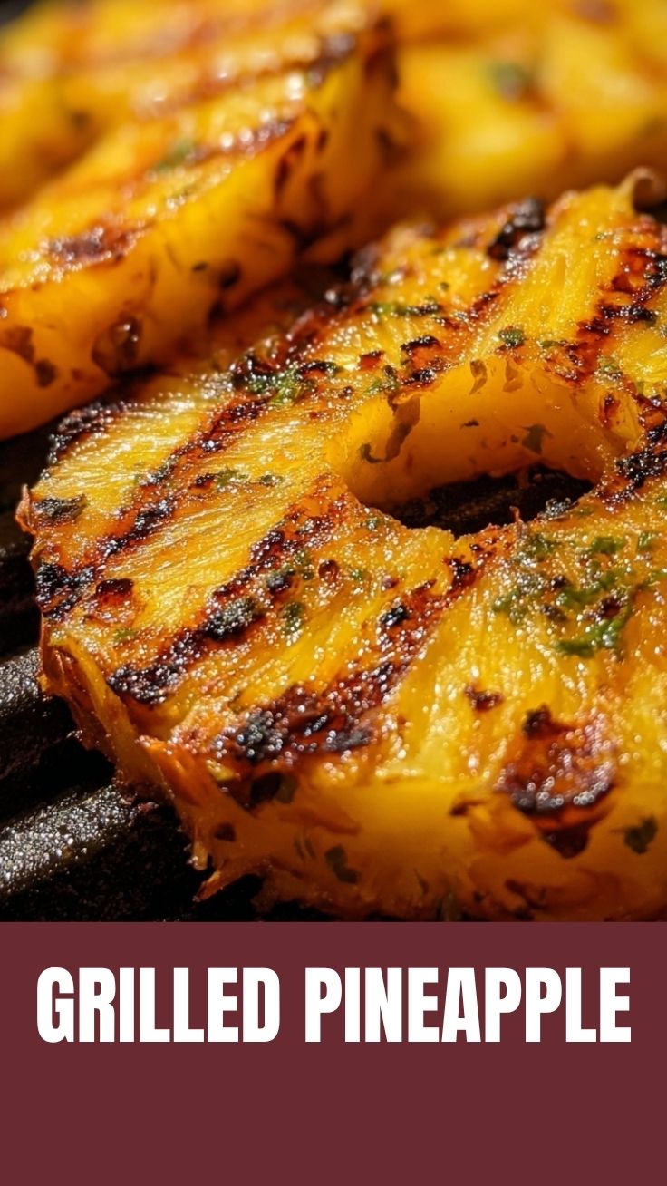 Slices of grilled pineapple with caramelized edges on a barbecue.
