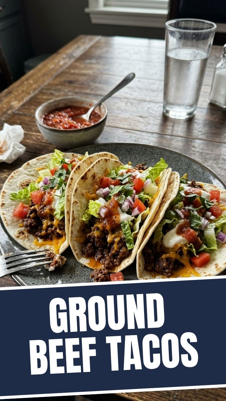 Savory ground beef taco filling in a skillet with fresh ingredients