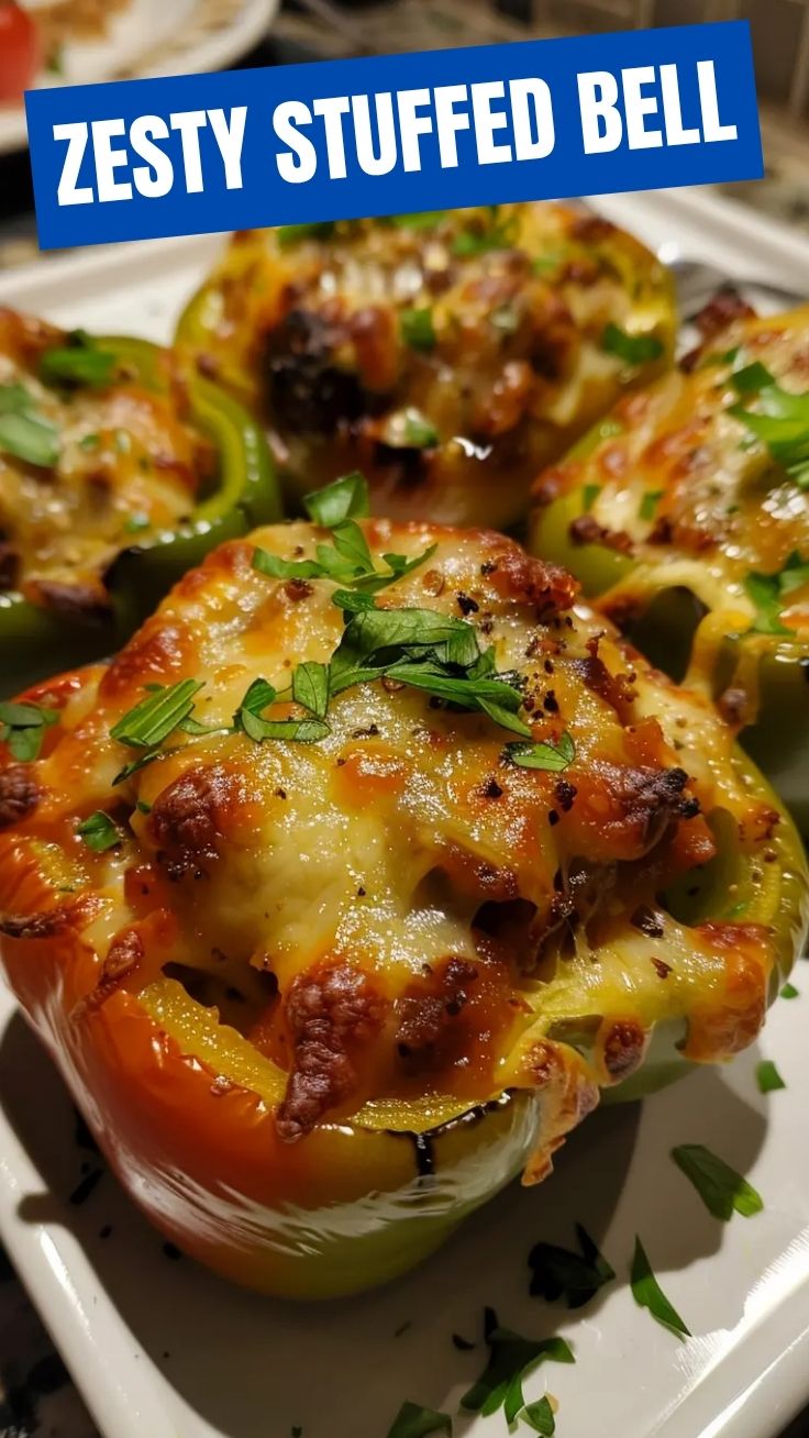 Delicious stuffed bell peppers, perfectly cooked and presented.