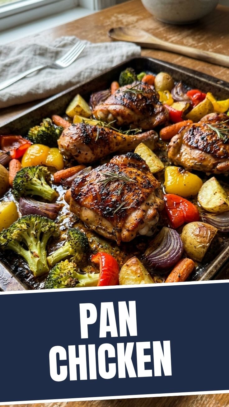 Sheet Pan Chicken and Vegetables on a baking tray