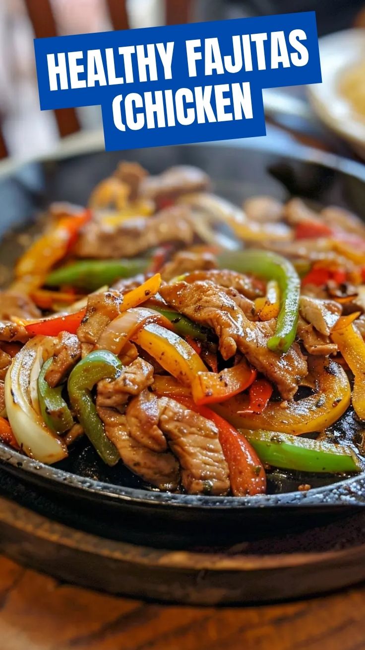 A sizzling platter of mixed chicken and beef fajitas with colorful peppers and onions.