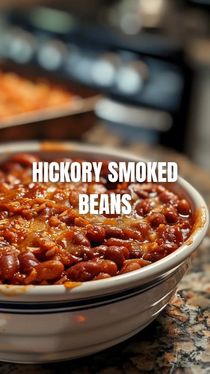 A bowl of Southern baked beans, rich and saucy