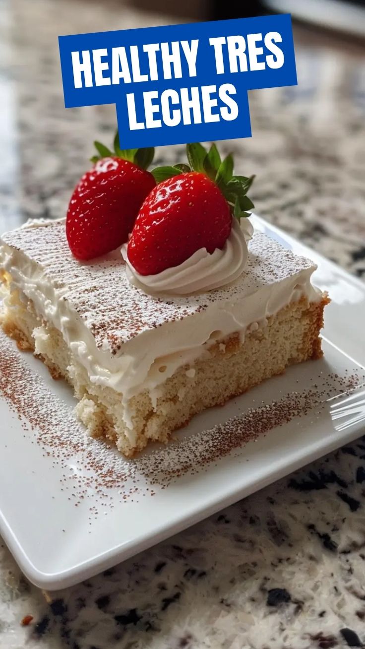 A delectable slice of Tres Leches cake with a pristine white topping.