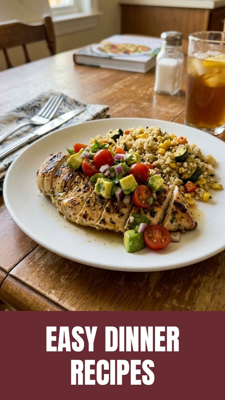 A vibrant 400 calorie summer dinner featuring fresh grilled fish and seasonal vegetables.