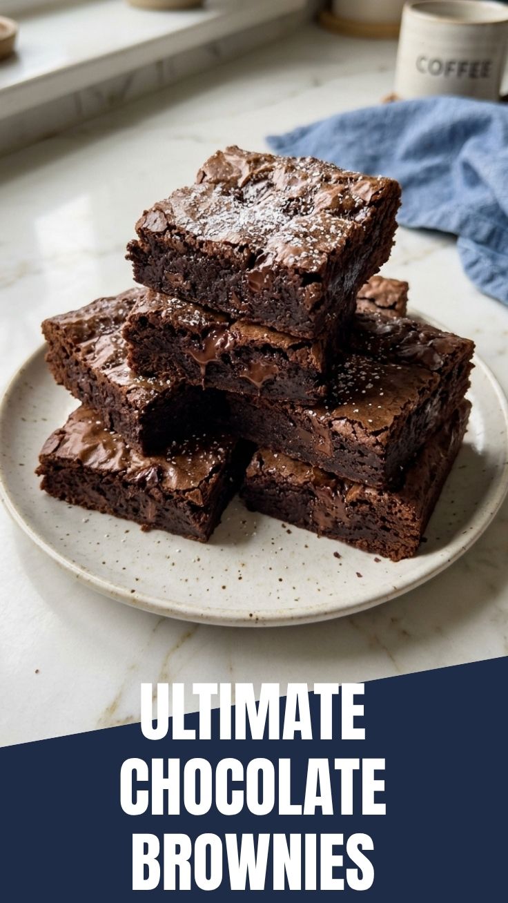 Fudgy chocolate brownies with a shiny crust