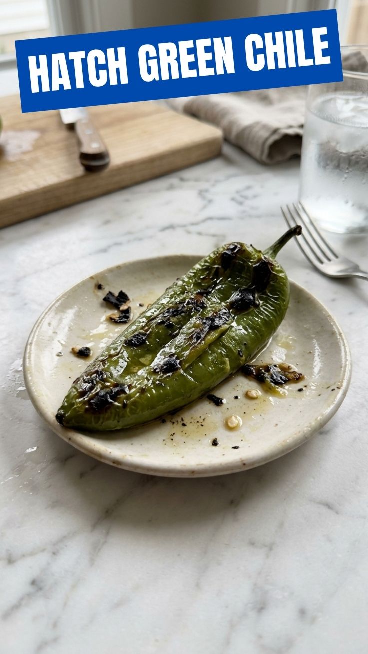 Pile of fresh Hatch Green Chiles for cooking