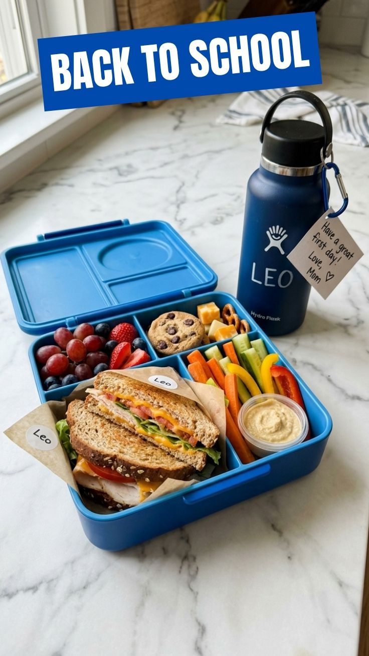 A variety of healthy back-to-school lunches neatly packed in containers