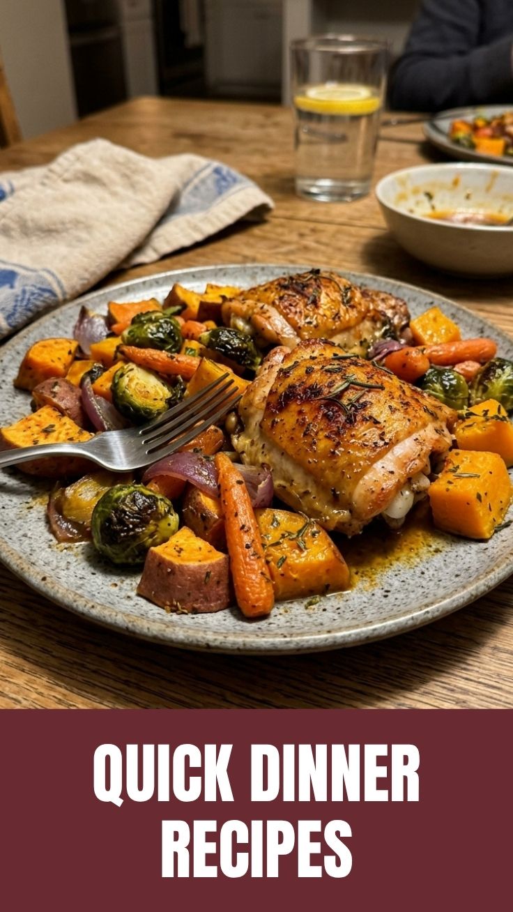 A collection of healthy fall dinner recipes, beautifully plated with seasonal vegetables.