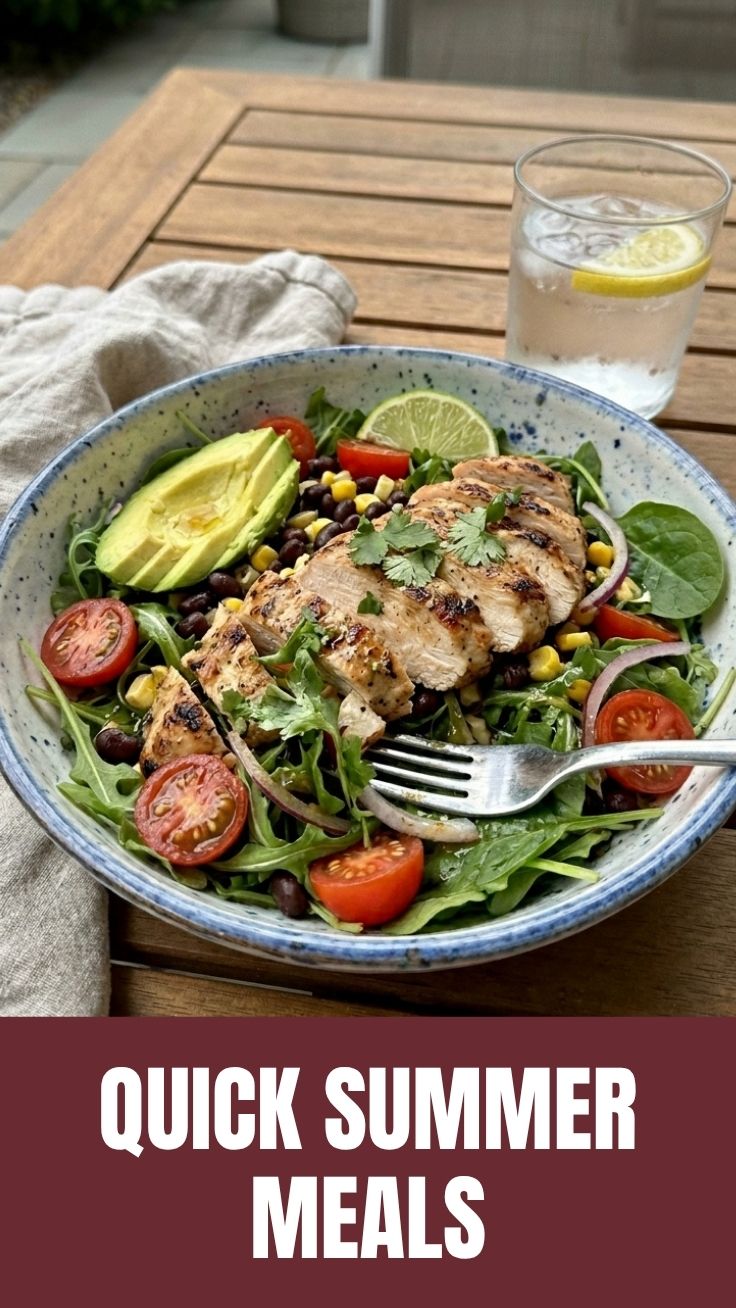 A refreshing high protein low calorie summer meal, artfully arranged.