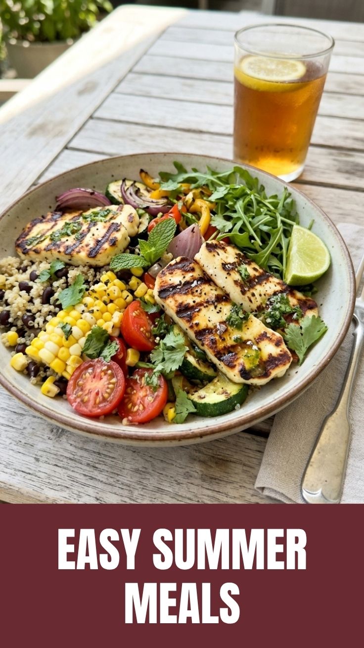 A vibrant spread of high protein vegetarian summer meals