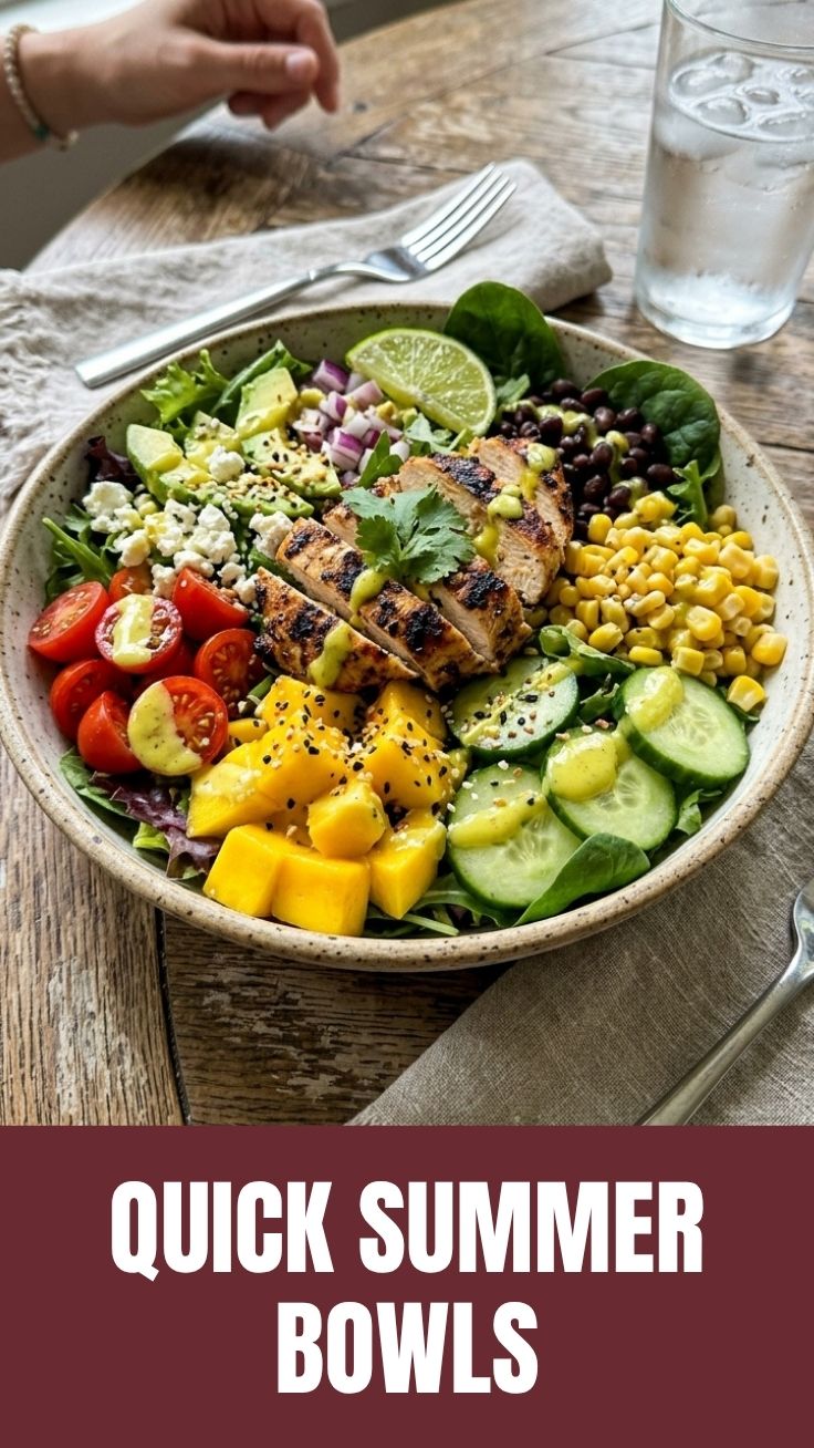 Colorful low calorie summer bowls with ratatouille and quinoa