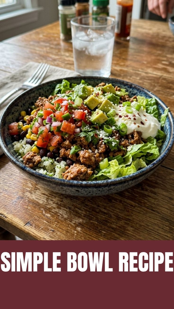 A vibrant low calorie taco bowl recipe with fresh ingredients
