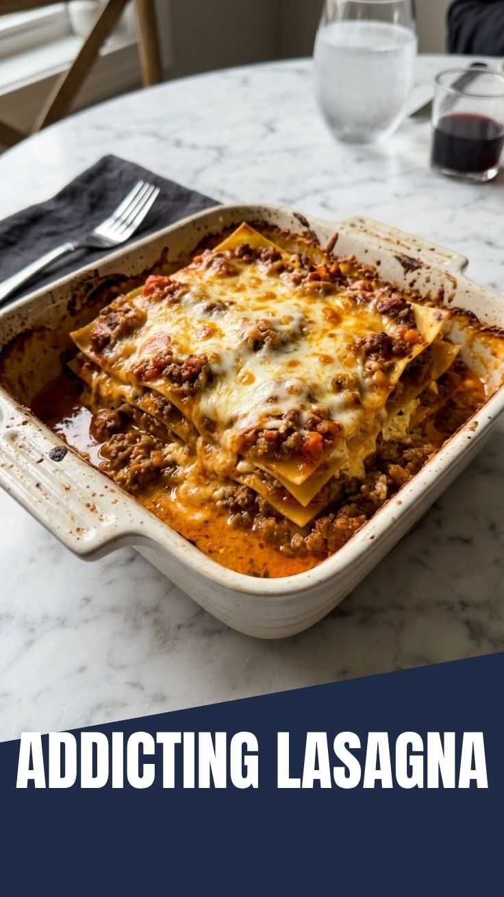 Savory lasagna delight with golden cheese top