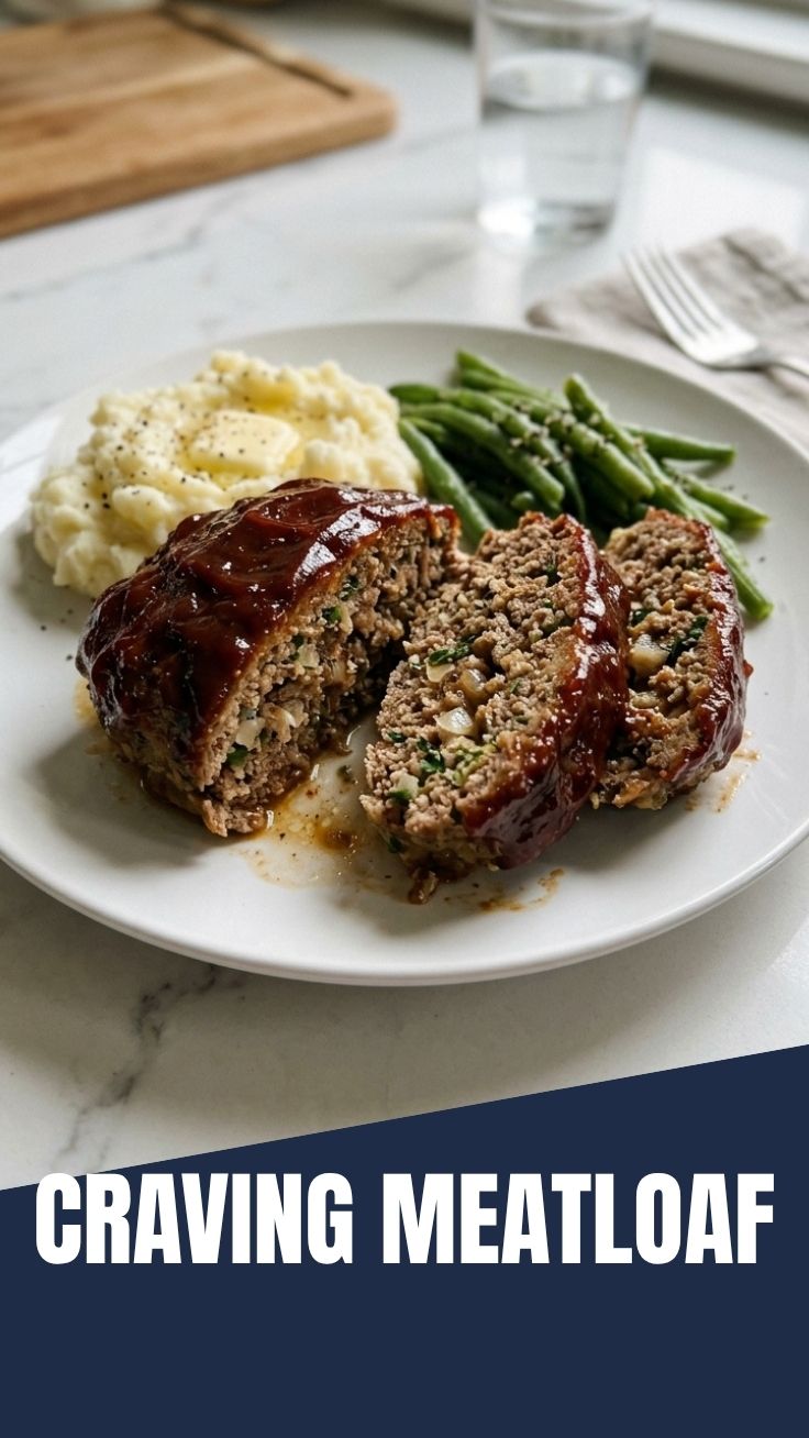 A freshly baked meatloaf, glistening with glaze and ready to serve.