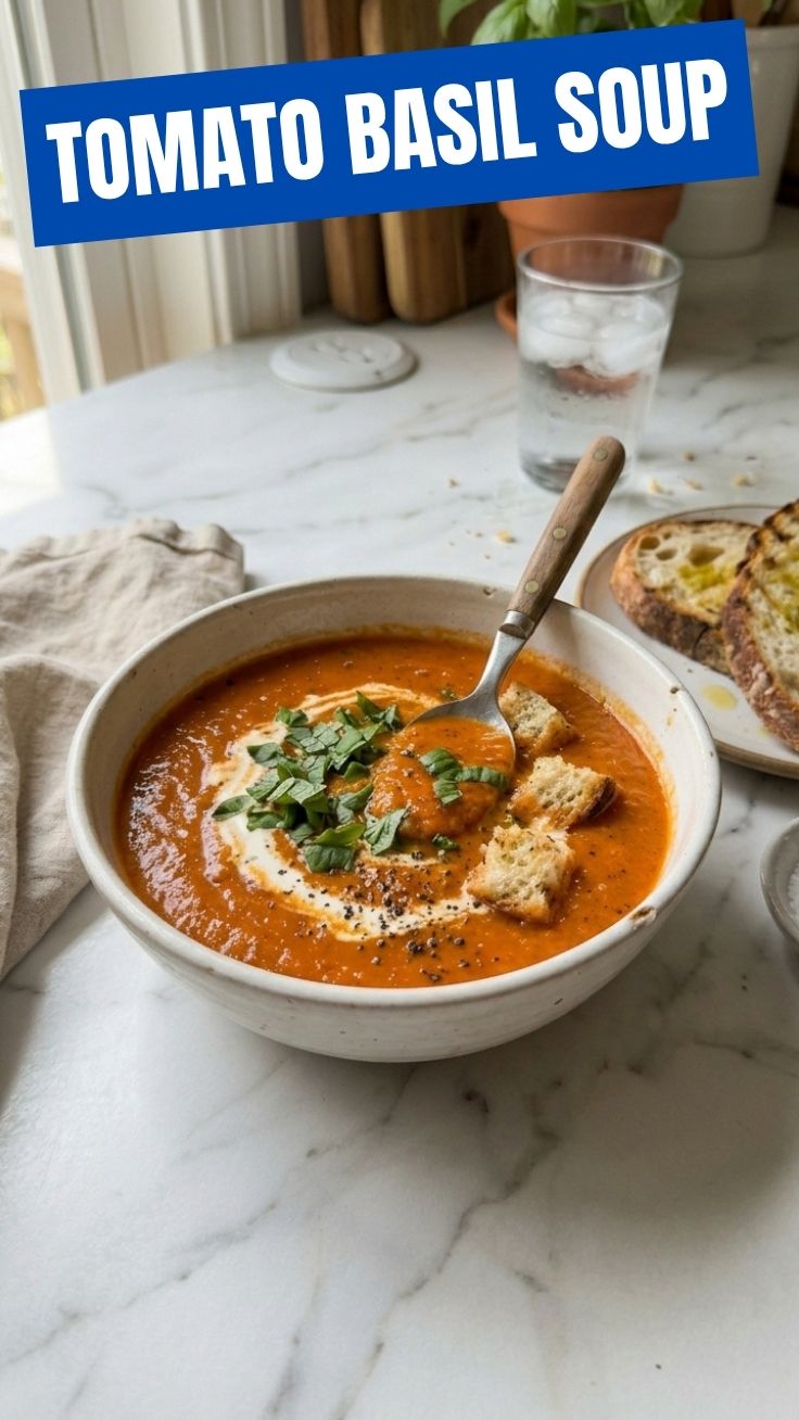 Tomato Basil Soup warm bowl