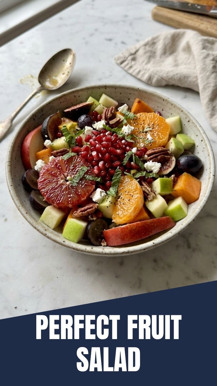 A refreshing winter fruit salad, showcasing a mix of seasonal produce like citrus and pomegranate.