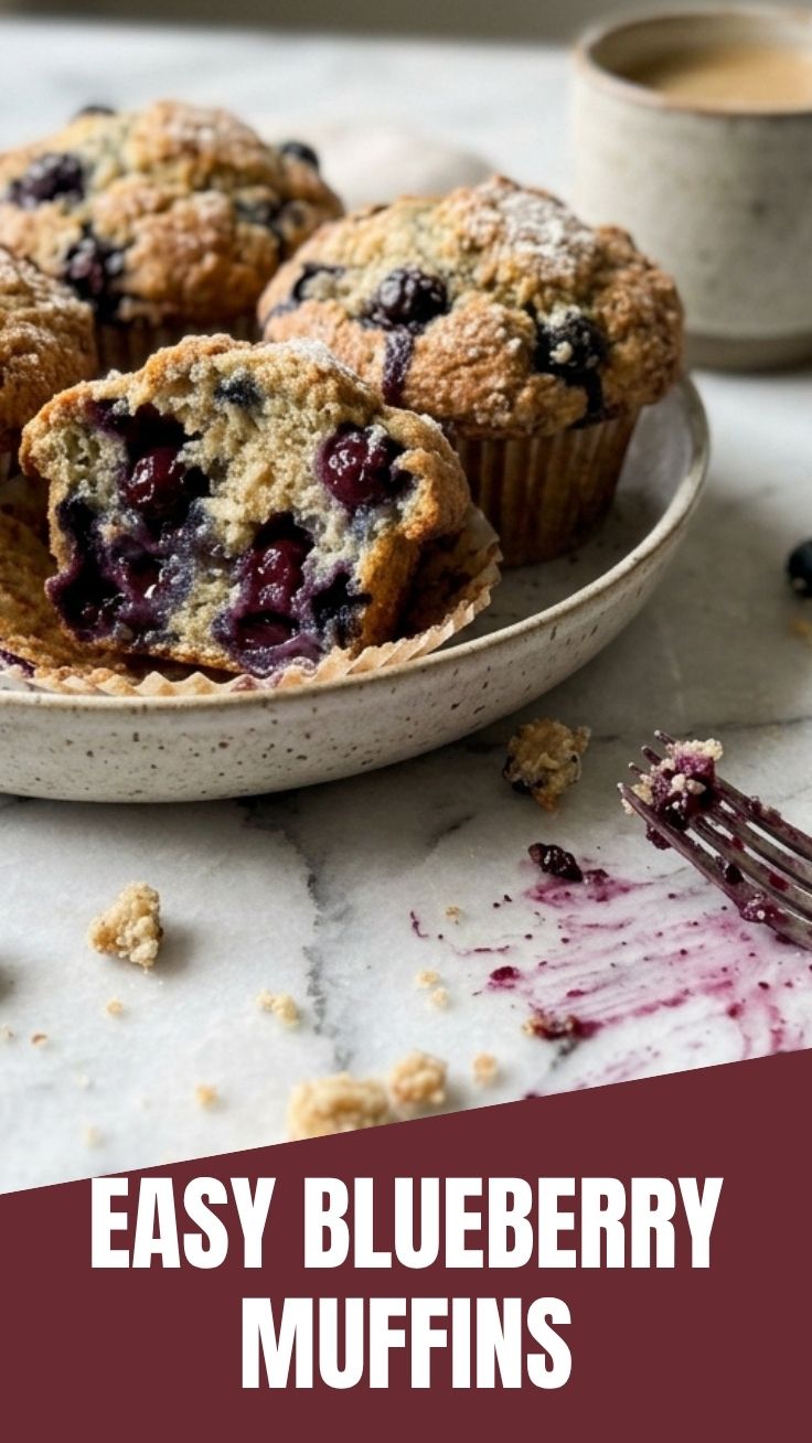 Freshly baked blueberry muffins with golden tops on a cooling rack.