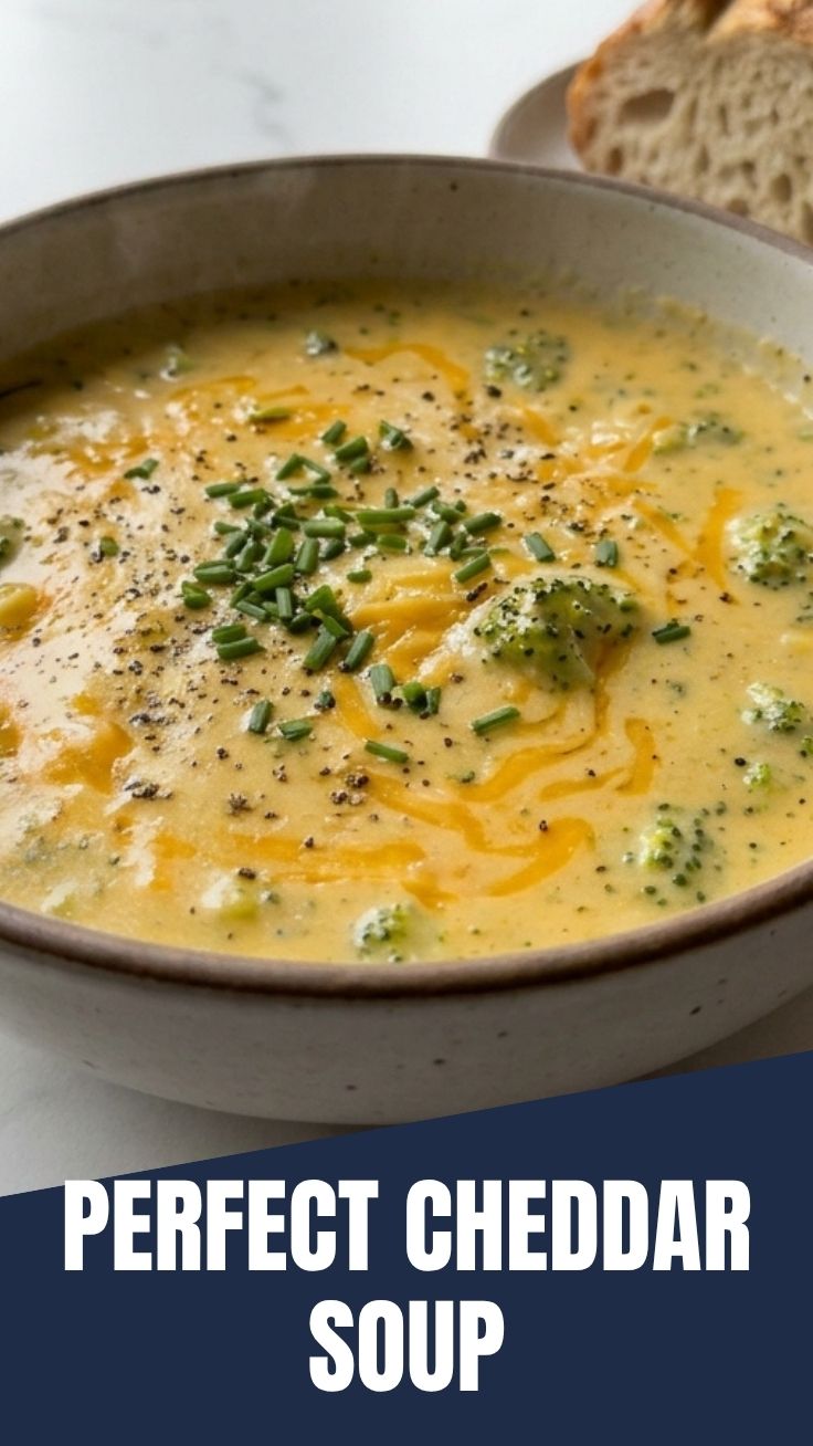 A steaming bowl of creamy broccoli cheddar soup