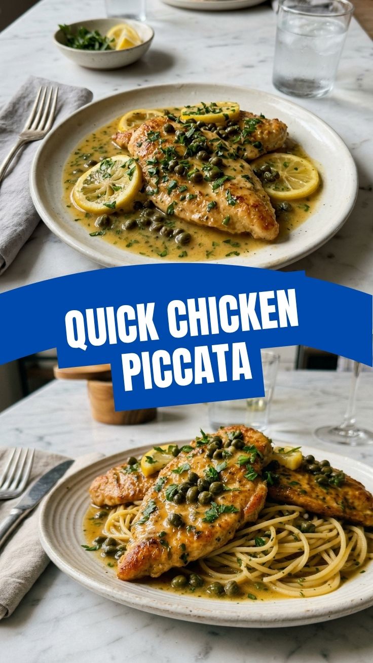 A plate of classic chicken piccata garnished with capers and fresh parsley.