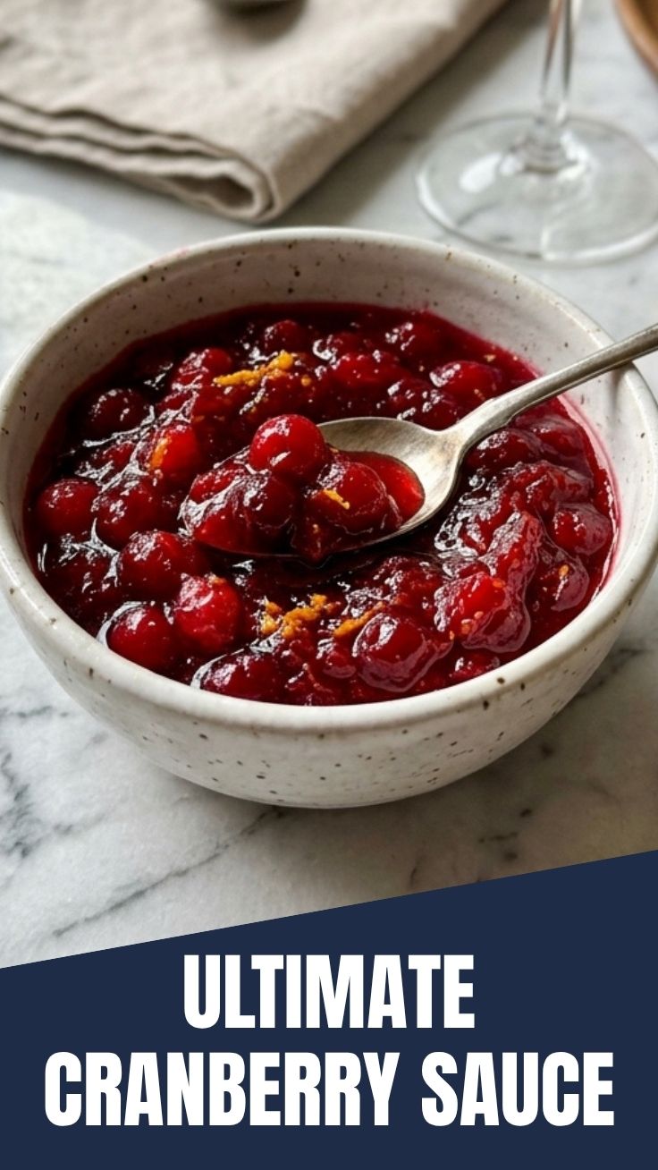 A vibrant bowl of homemade cranberry sauce, rich in color and texture