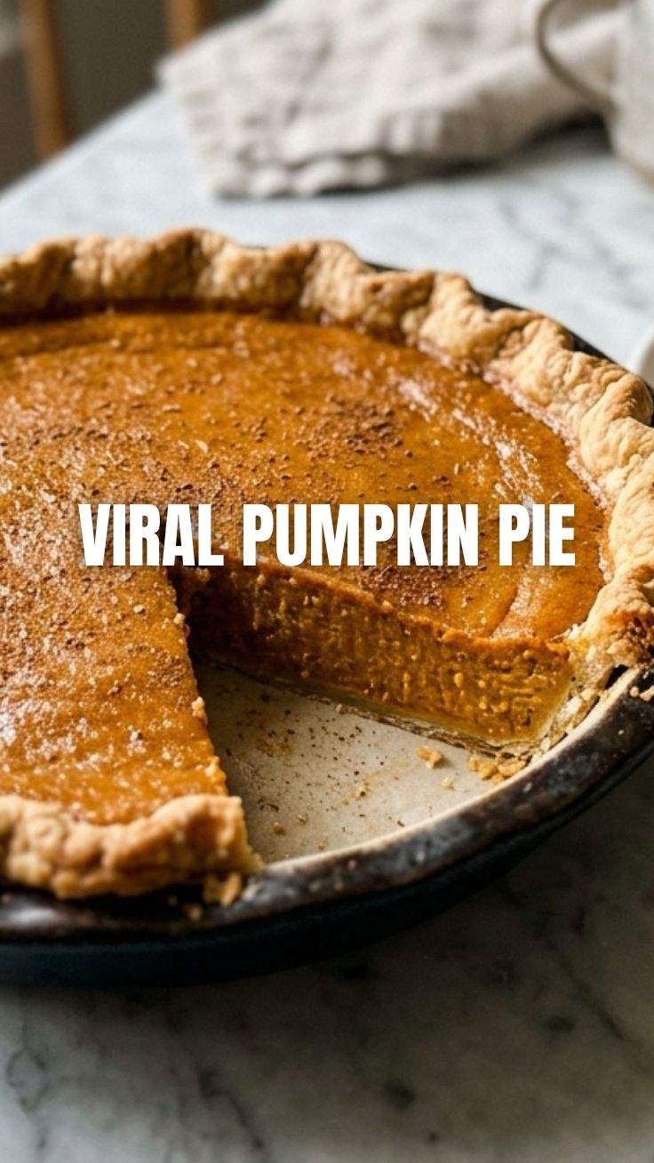 Golden pumpkin pie cooling on a wire rack