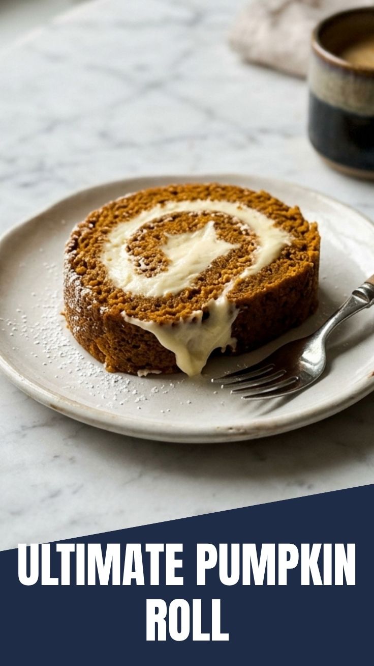 Delicious pumpkin roll on a wooden board