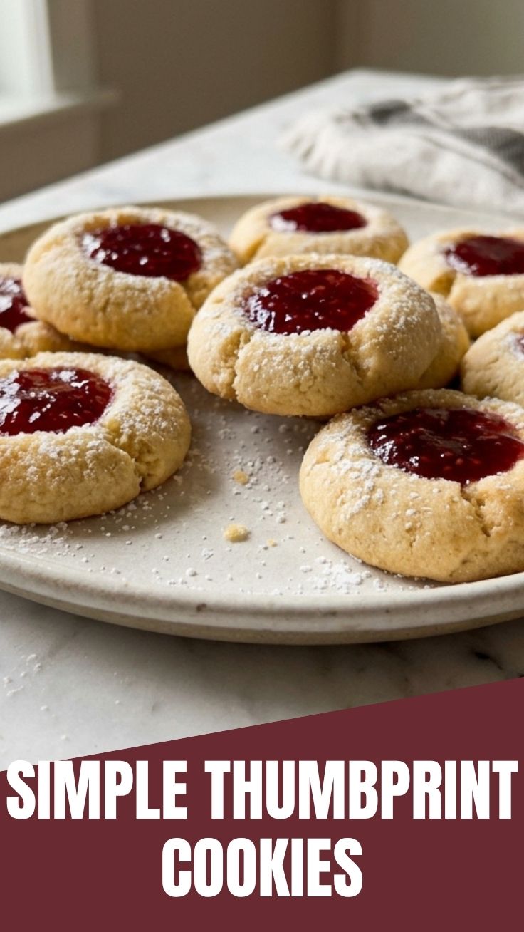 A plate full of delicious thumbprint cookies with jam centers