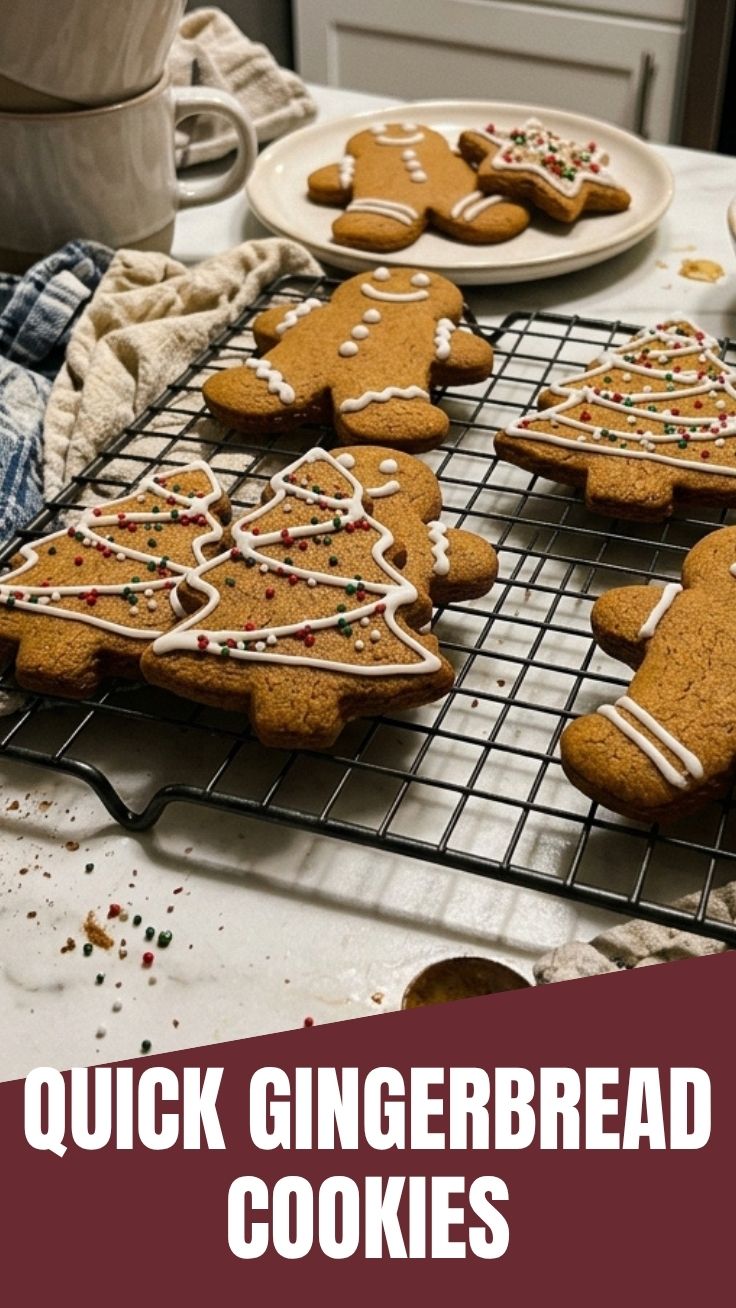 Gingerbread cookies cooling on a rack
