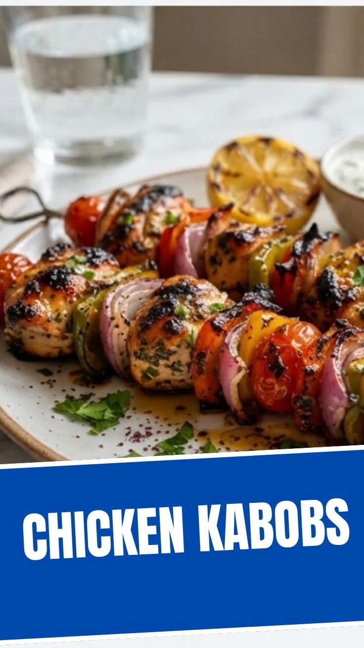 Expertly grilled chicken kabobs with colorful vegetables on skewers