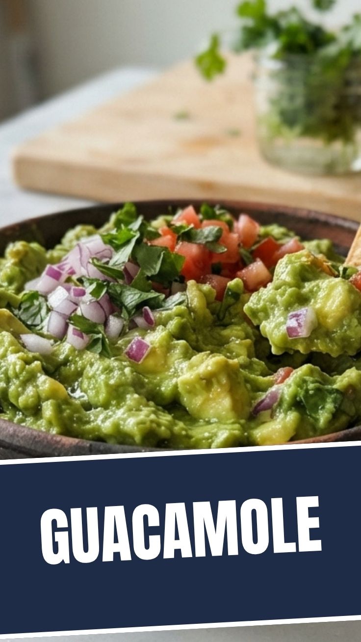 A bowl of freshly made guacamole with vibrant green avocado, red tomatoes, and cilantro